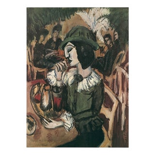 Ernst Ludwig Kirchner, Green Lady in Garden Café, 1912, Paper For Sale