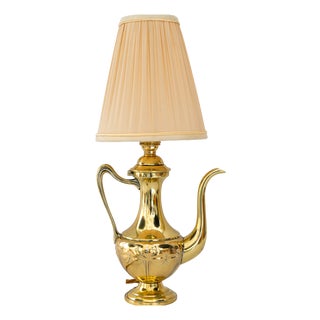 Art Deco Teacan Table Lamp with Fabric Shade, Vienna, Austria, 1920s For Sale