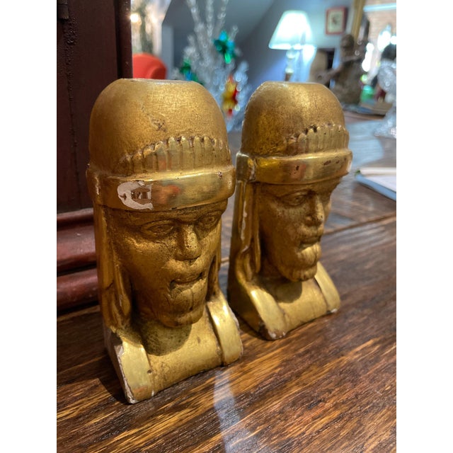Art Deco Antique French Architectural Salvage Giltwood Faces For Sale - Image 3 of 6