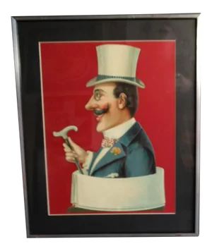 Antique Men's Collars Store Display Placard - Stone Litho C 1900