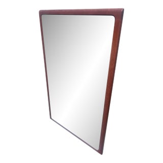 1970s Heavy Solid Danish Teak Wall Mirror, Designed by Peter Graves for Torring For Sale
