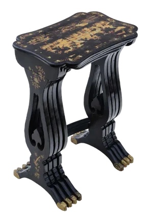 19th Century Chinese Boulle-Work Black Lacquer Nesting Tables, Set of 4