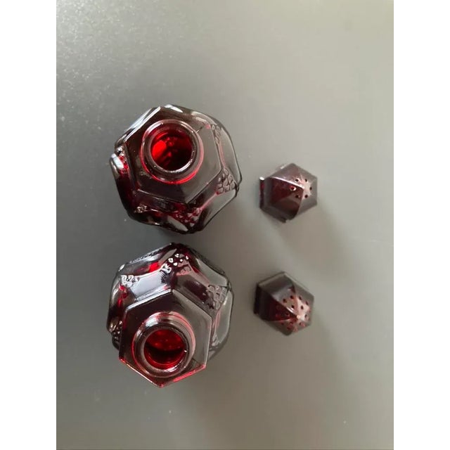 Regency Salt & Pepper Shakers in Ruby Red- A Pair For Sale - Image 9 of 12