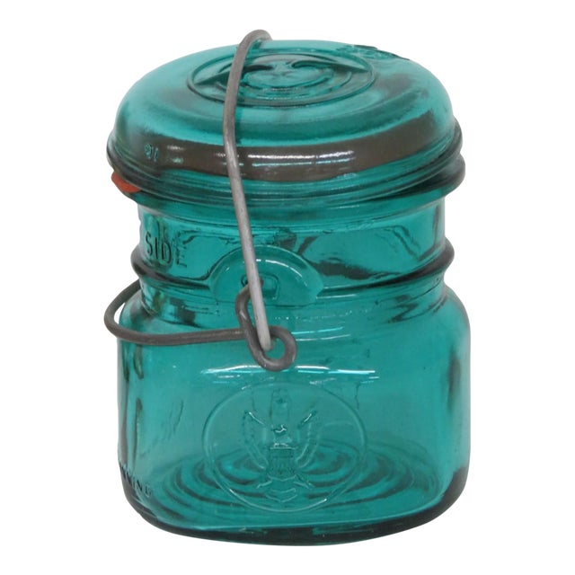 Ball Ideal Bicentennial Eagle Mason Jar With Lid 1976 Vintage Blue Teal 4715b For Sale