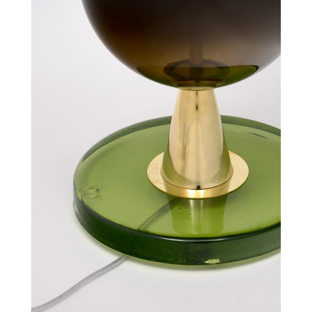 Venetian Blown Glass Lamps, Green, Murano Italy - a Pair For Sale - Image 9 of 9