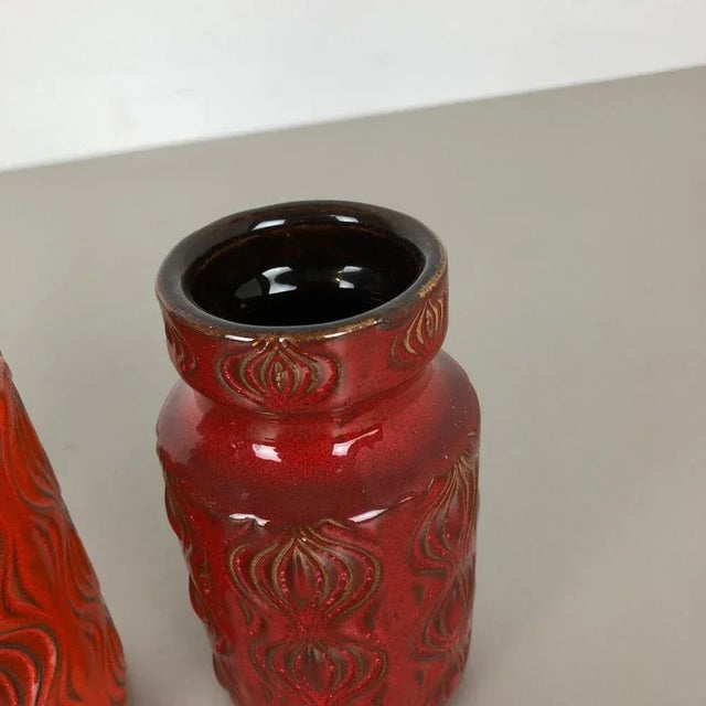 Vintage Pottery Fat Lava Onion Vases from Scheurich, Germany, Set of 3 For Sale - Image 9 of 18