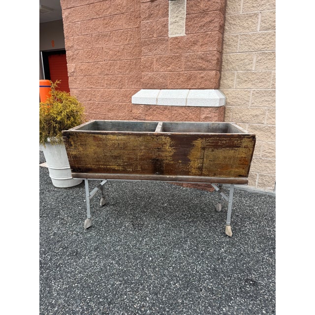 Wood Rustic Wooden Industrial Rolling Cooler/Planter For Sale - Image 7 of 14