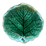 German Green Majolica Leaf Butter Pat Villeroy Boch Circa 1890 For Sale