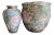 1970s Chinoiserie Pink & Teal Ceramic Vases- a Pair For Sale