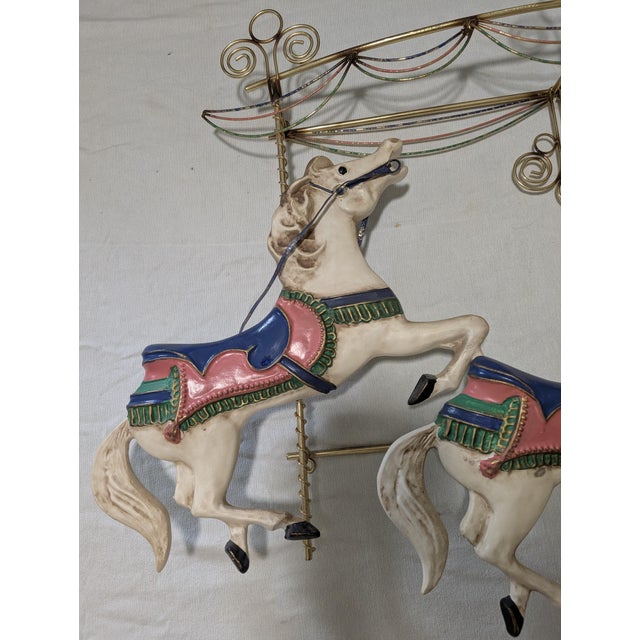 1980s C Jere Carousel Horses Metal Style Wall Sculpture For Sale - Image 5 of 15