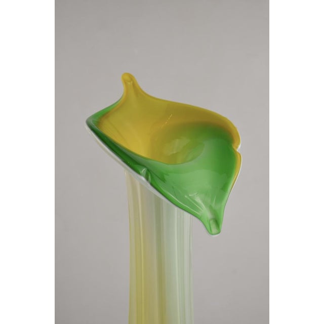 Green and Yellow Murano Glass Vase, 1970s For Sale - Image 4 of 12