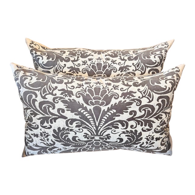 Pair of Vintage Fortuny Caravaggio Fabric Pillows For Sale