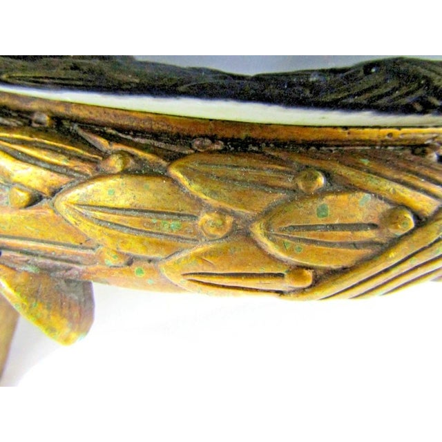 1960s Napoleon III Style Bronze and Opaline Jardinière Planter Bronze Scale Claw Base For Sale - Image 10 of 18