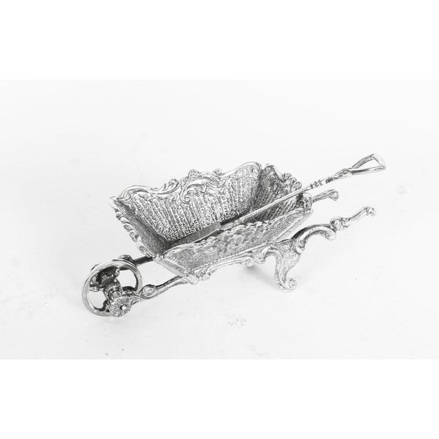 19th Century French Silver Salt Dishes in Shape of Wheelbarrows, Set of 2 For Sale - Image 10 of 18