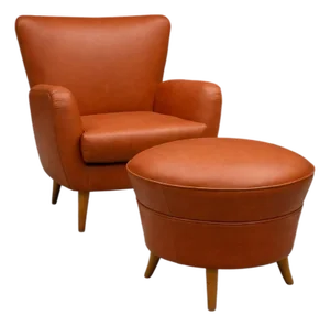 Brazilian Modern Armchair with Ottoman in Hardwood & Leather by Carlo Hauner, Brazil, 1950s - Lot 353