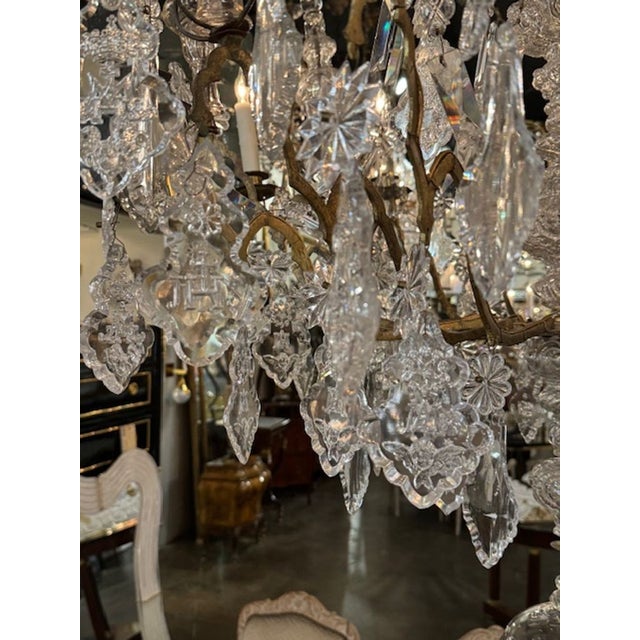 Gold French Bronze and Crystal Cathedral Chandelier For Sale - Image 8 of 12
