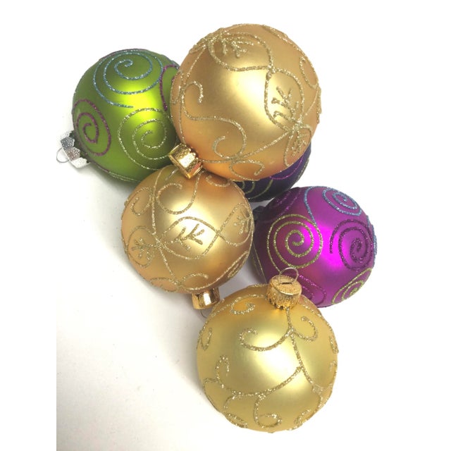 Glass 6 Vintage Glass Hanging Ornaments For Sale - Image 7 of 7