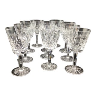 Waterford Lismore Crystal Claret Wine Glasses-Set of 9 For Sale