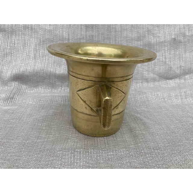 Early 20th Century Vintage Polished Bronze Mortar For Sale - Image 5 of 11