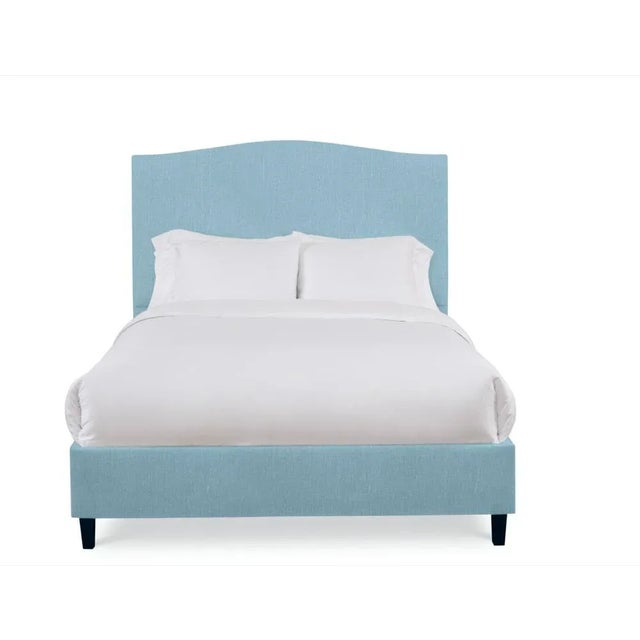Casa Cosima Hazel Queen Bedframe, Mosaic Blue Linen For Sale - Image 4 of 4