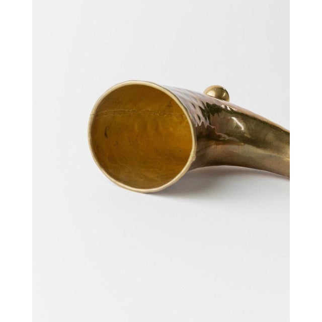 Vintage Brass Horn Vase in Hand-Carved Brass, 1930s For Sale - Image 10 of 11