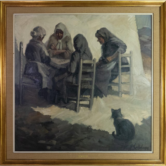 Font Sellabona, Les Velles De La Nostra Terra, 1972, Oil on Canvas, Framed For Sale