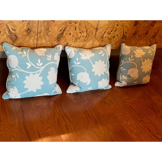 Textile Set of 3 Down Custom Set of Removable Covers Including Insert Pillows For Sale - Image 7 of 12