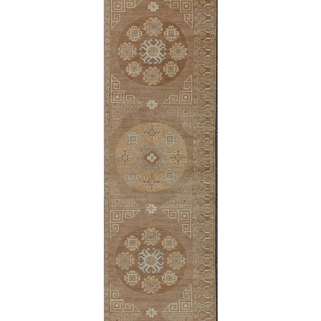 Afghan Khotan Runner With All-Over Geometric-Circle Medallion Pattern For Sale - Image 4 of 7