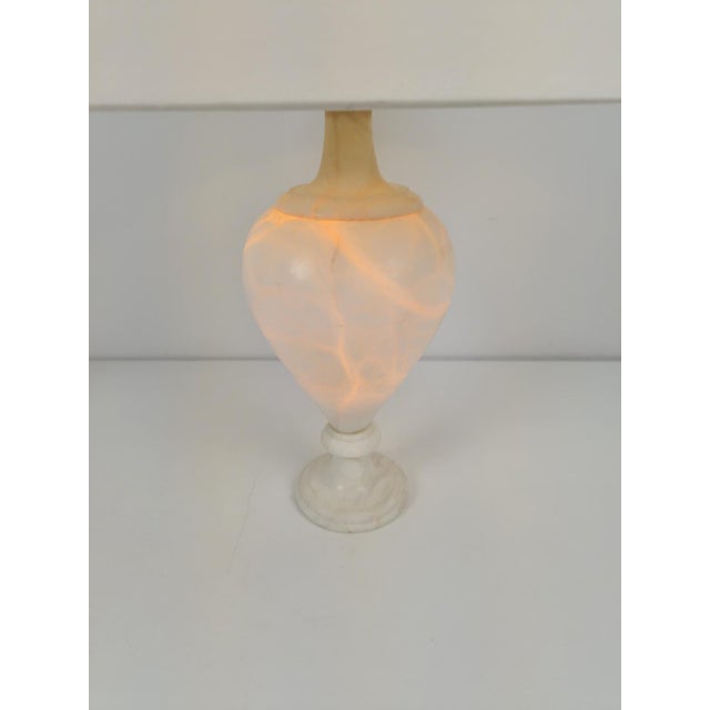 Alabaster Amphora Shaped Mother Table Lamp by Nelson Bloncourt, 1960s For Sale - Image 3 of 9