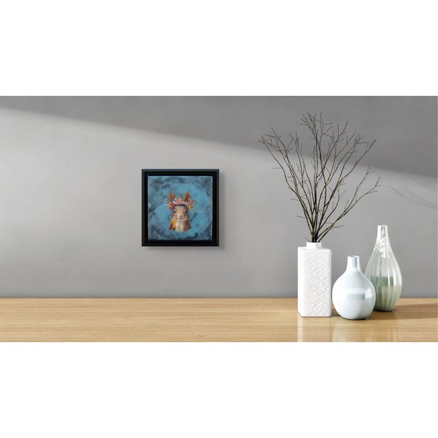Early 21st Century Butch (Floriferous Squirrel) by Carrie Goller | Mixed media - oil/encaustic on canvas Squirrel with a flower crown For Sale - Image 5 of 5