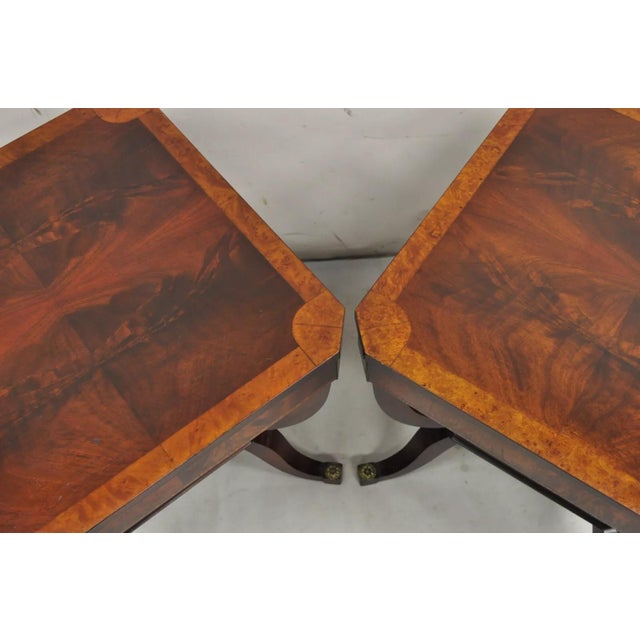 Mid 20th Century Vintage Regency Style Flamed Mahogany 2 Tier Square End Tables - A Pair For Sale - Image 5 of 12