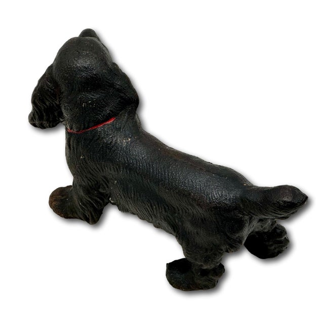 Black Vintage 1930s Smaller Size Hubley Mfg. Co. Cast Iron Cocker Spaniel Dog Doorstop in Rare All Black Paint For Sale - Image 8 of 18
