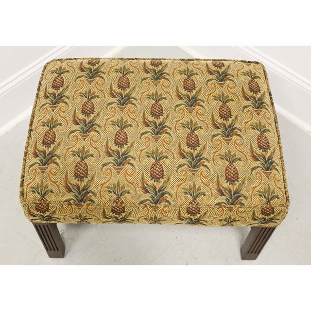 Southwood Mahogany Frame Chippendale Pineapple Fabric Wing Back Chair W/ Ottoman For Sale - Image 13 of 15