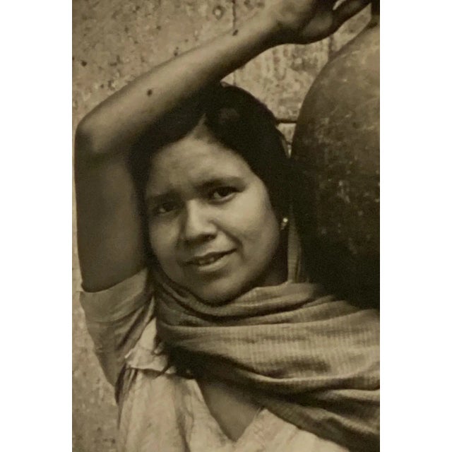 Traditional Circa 1930 Photograph of a Girl With Water Jar For Sale - Image 3 of 5