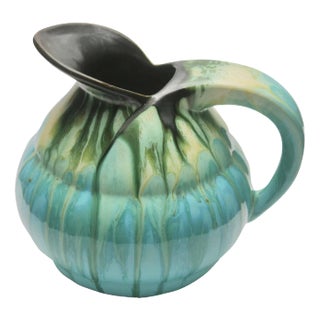 Light Blue Drop Glaze Ceramic Pitcher, Belgium For Sale