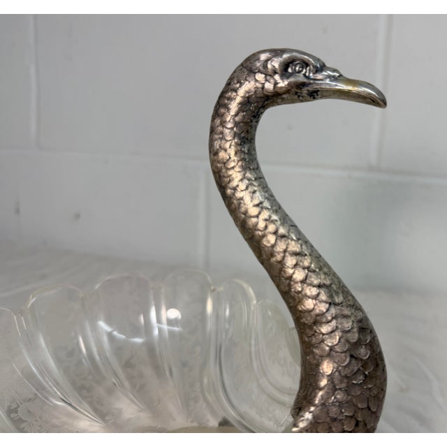 Antique 1800's Georg Roth & Co. Hanau German Sterling Silver Cut Glass Swan Bowl For Sale - Image 12 of 16
