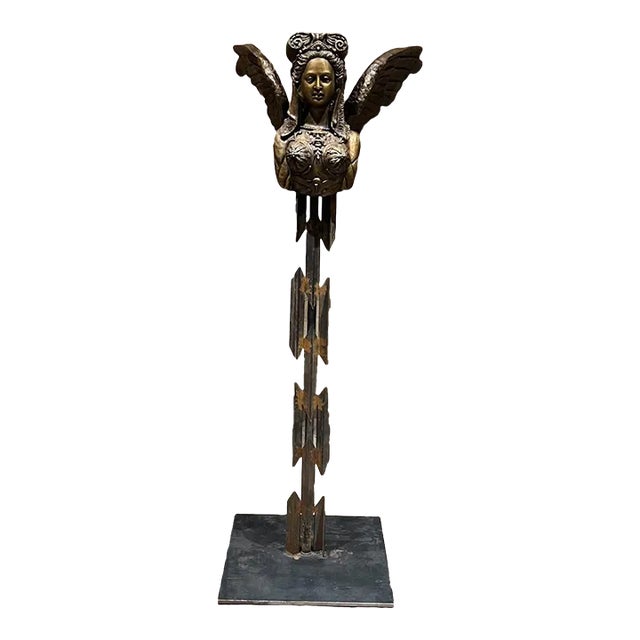 Greek Sphinx Sculpture Female Bronze Forged Steel For Sale