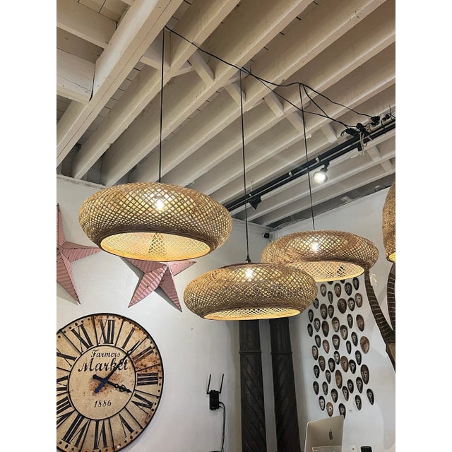 2020s Rattan Beret Pendant Light For Sale - Image 5 of 8
