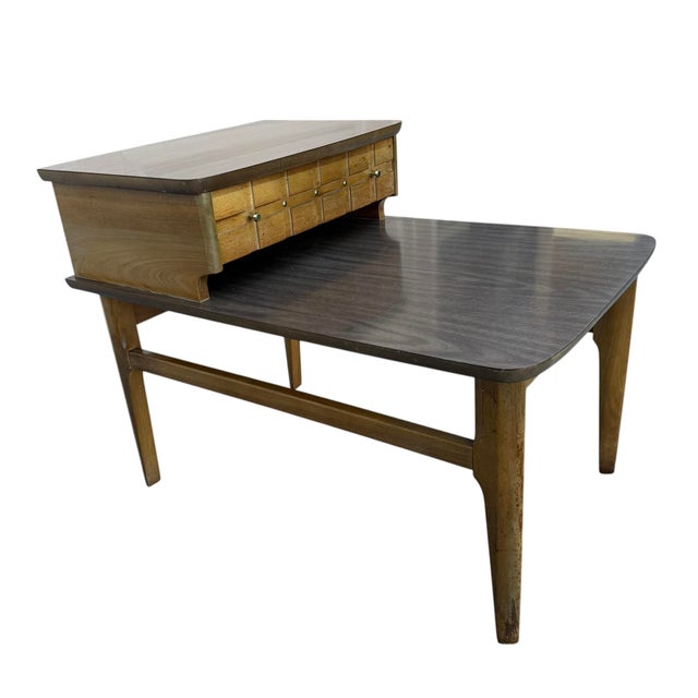 1960s Mersman Mid 20th Century Modern Walnut and Laminate Set Up Side Table For Sale - Image 5 of 18