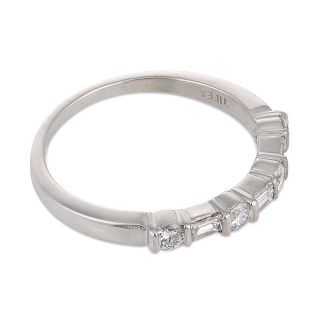 Tiffany and Co. 1990s Tiffany & Co. Diamond Platinum Half Eternity Wedding Band, Size 5.5 For Sale - Image 4 of 6