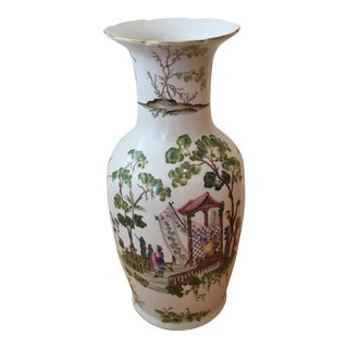 Chinoiserie Ceramic Tall Vase For Sale