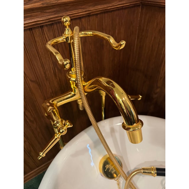 Kohler Birthday Bath Cast Iron Clawfoot Tub With Brushed Gold Brass Finishes For Sale - Image 4 of 12