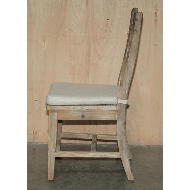 White Swedish Style Reclaimed Pine Side Chairs with Cushioned Seats, Set of 2 For Sale - Image 8 of 18