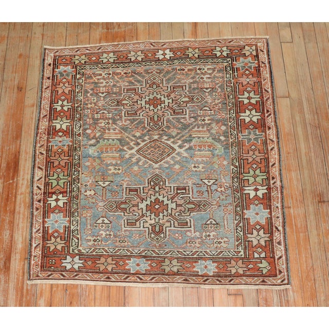 Textile Antique Zabihi Collection Persian Heriz Small Square Rug For Sale - Image 7 of 10