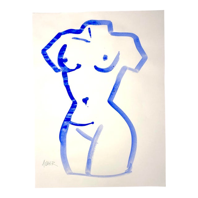 Contemporary Drawing by CL Auker, Line Nude in Gouache 8 For Sale