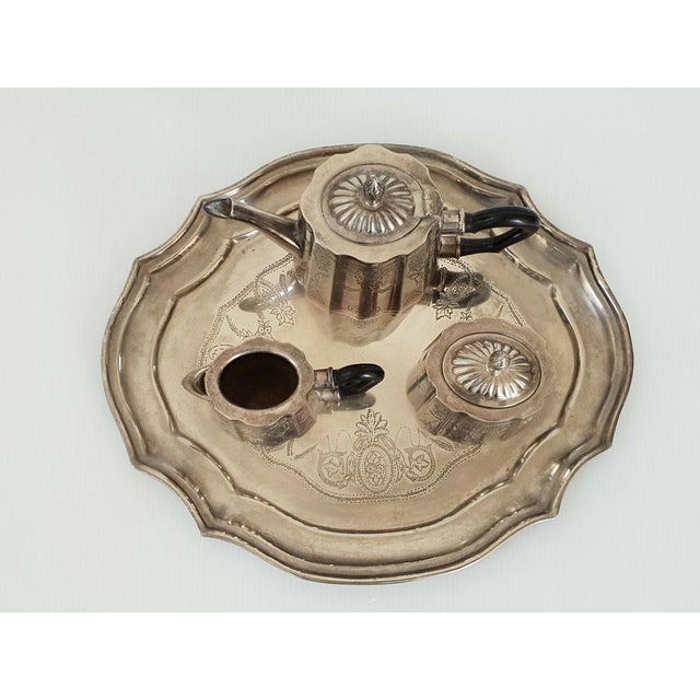 Vintage Coffee Service in Silver-Plated Metal, 1930s-1940s, Set of 3 For Sale - Image 9 of 10