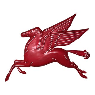 1960s Fiberglass Mobil Pegasus Sign With Hand Painted Details Petroliana For Sale