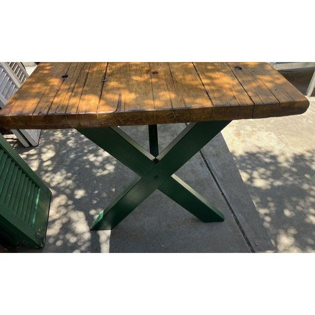 Rustic Early Plank Top Picnic Table For Sale - Image 3 of 8