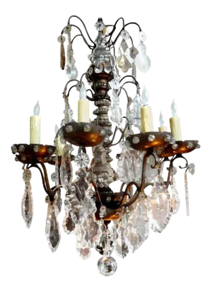 Antique French Maison Baguès Attributed Beaded and Crystal Chandelier