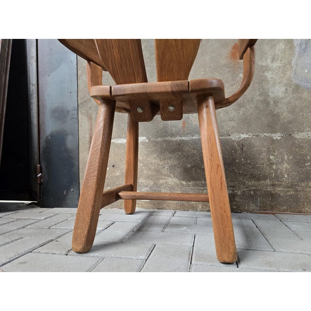 Vintage Brutalist Dining Chair in Oak by De Puydt, Belgium, 1970s For Sale - Image 15 of 16